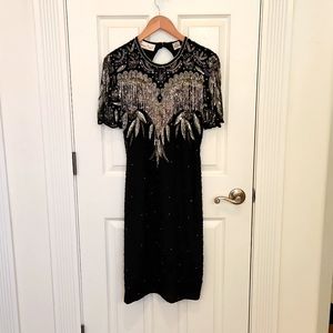Lawrence Kazar black sequin dress size M